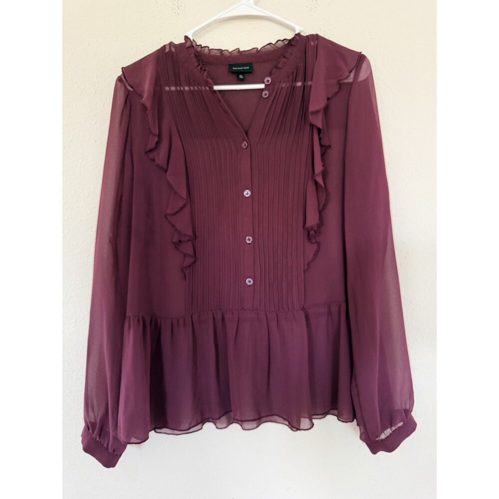 Who What Wear Sheer Ruffle Top Size M Whimsigoth Romantic Victorian Edwardian